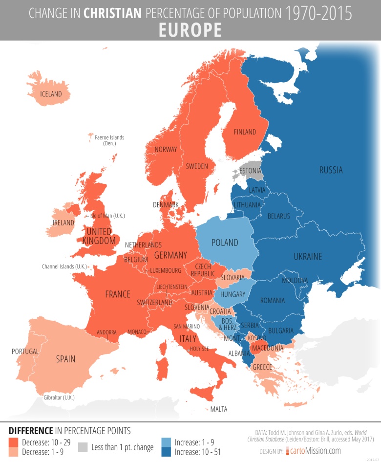 Dechrystianizacja Europy w latach 1970-2015