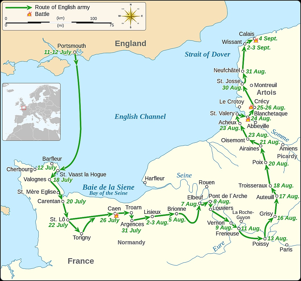 Trasa inwazji Edwarda III na Francję w 1346 roku