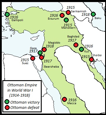 Zwycięstwa i przegrane Imperium Osmańskiego podczas I wojny światowej 1914-1918