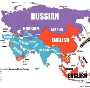 Najpopularniejsze indoeuropejskie języki ojczyste w Azji