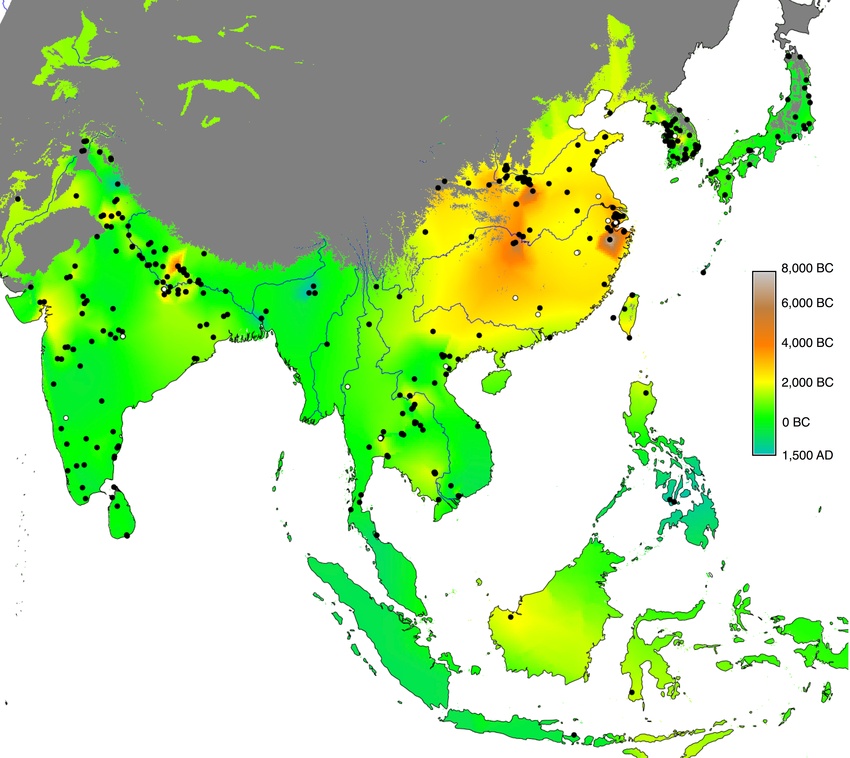 Rozprzestrzenianie się uprawy ryżu w Azji Wschodniej i Południowo-Wschodniej