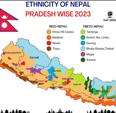 Mapa etniczna Nepalu, 2023