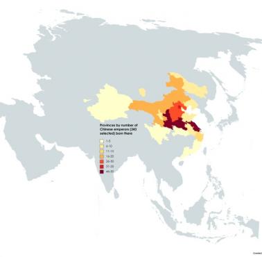 Prowincje według liczby urodzonych w nich cesarzy chińskich