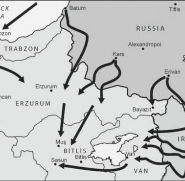 Szlaki przemytu rosyjskiej broni do Armenii do walki z Turkami i Kurdami podczas I wojny