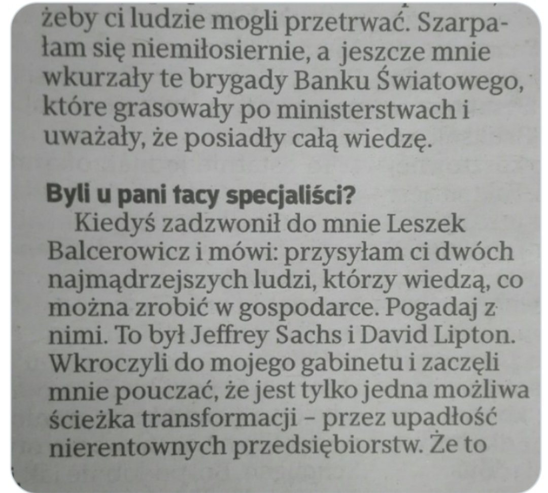 Balcerowicz i jedyna ścieżka. Henrykę Bochniarz o 