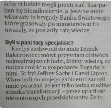 Balcerowicz i jedyna ścieżka. Henrykę Bochniarz o "transformacji"