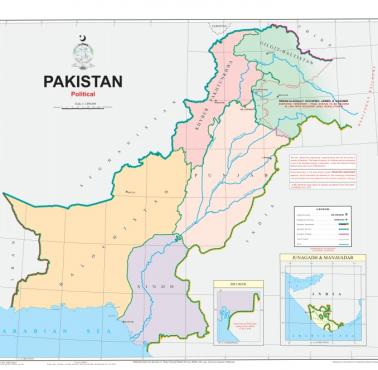 Oficjalna mapa polityczna Pakistanu - od 2020 roku, przygotowana przez Imrana Khana