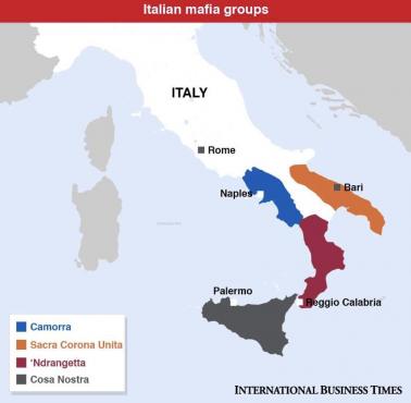 Zasięg poszczególnych włoskich mafii