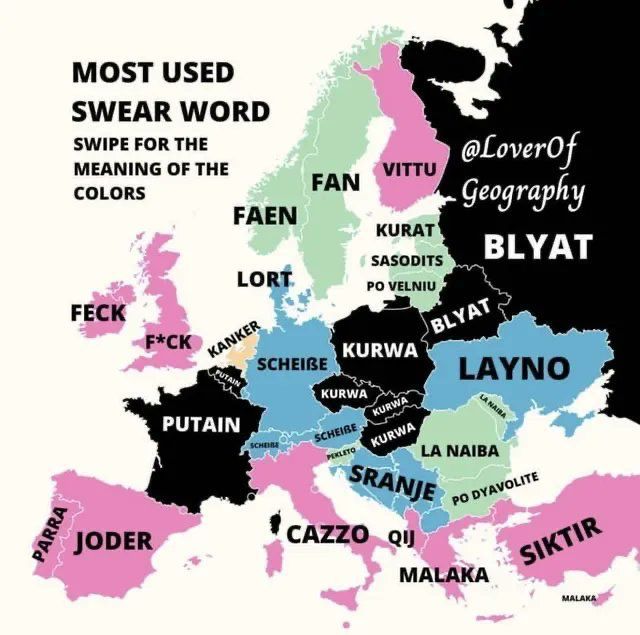 Słowo kurwa w różnych europejskich językach
