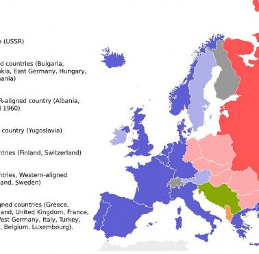 Mapa Europy podczas zimnej wojny, 1948-1991