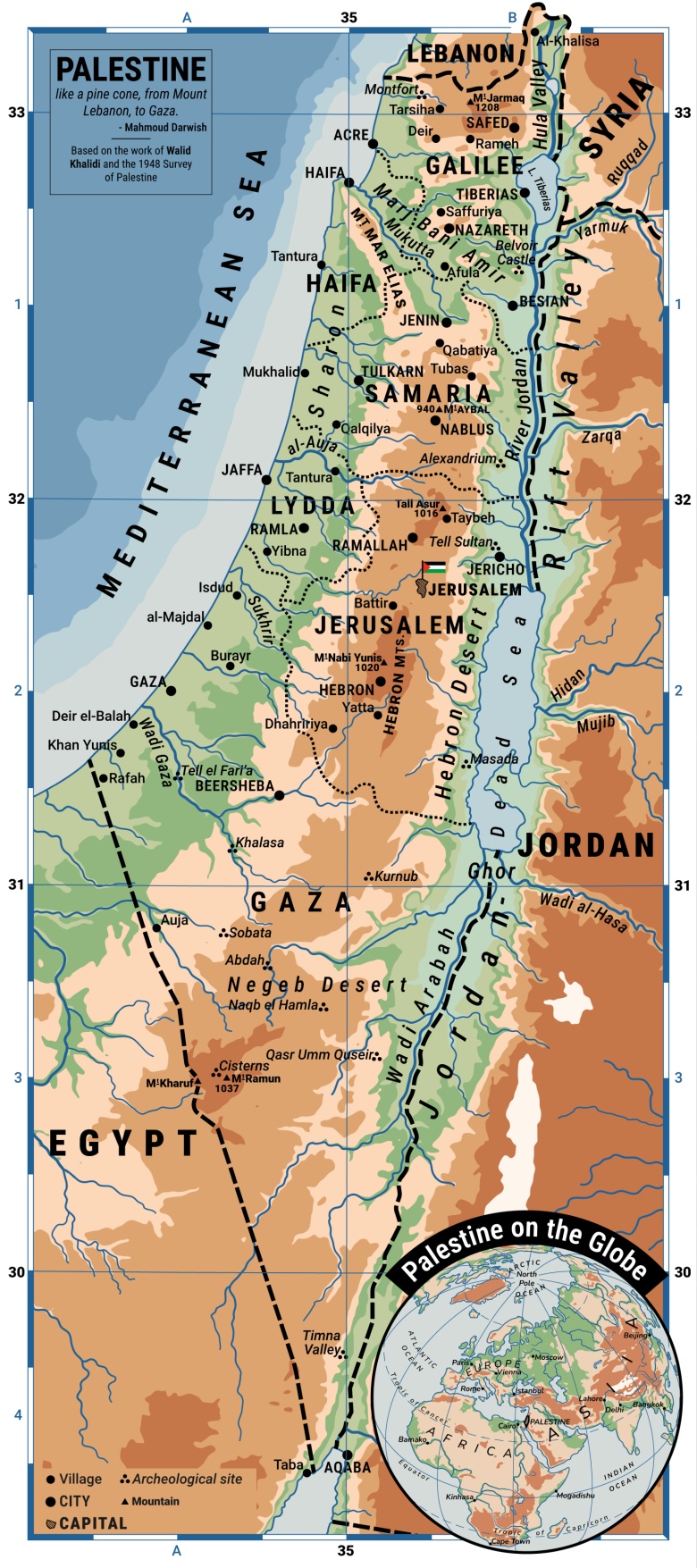 Topograficzna mapa Palestyny