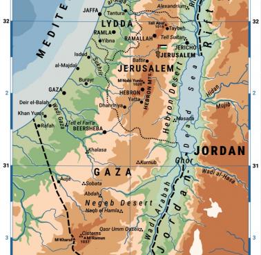 Topograficzna mapa Palestyny