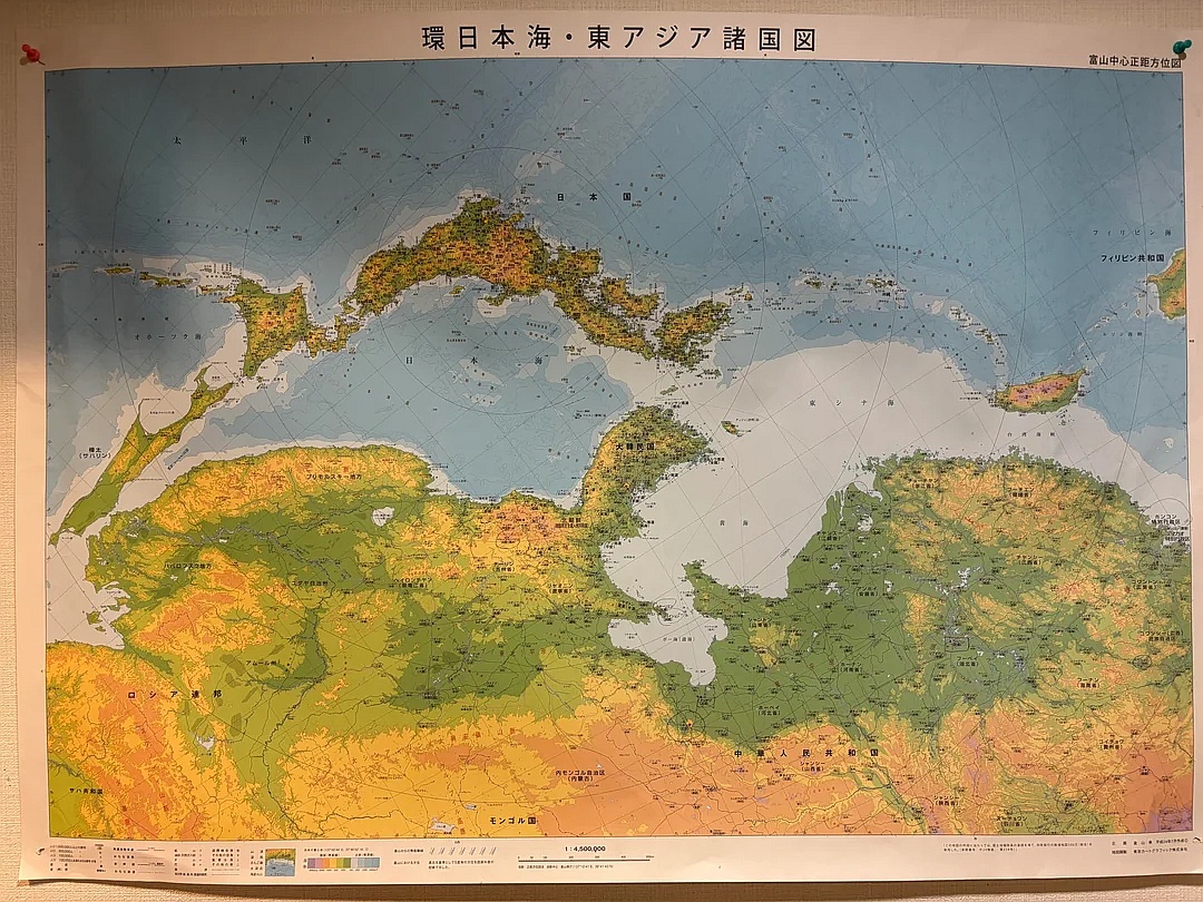Mapa Azji Wschodniej z centralnym miejscem Japonii