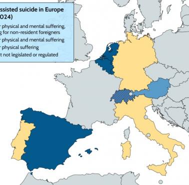 Legalność eutanazji na świecie (wspomaganie umierania), maj 2024