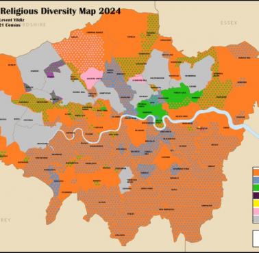 Mapa etniczna Londynu, dane 2024, gettoizacja miasta