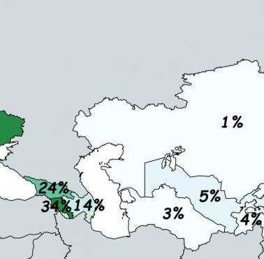 Znajomość języka innego niż rosyjski wśród miejscowych Rosjan według spisu powszechnego z 1989 r.