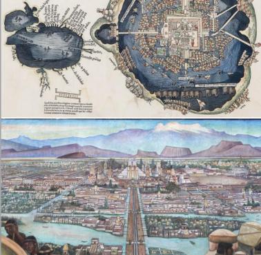 Tenochtitlán - stolica państwa Azteków w 1519 roku i jezioro Texcoco w sercu imperium Azteków