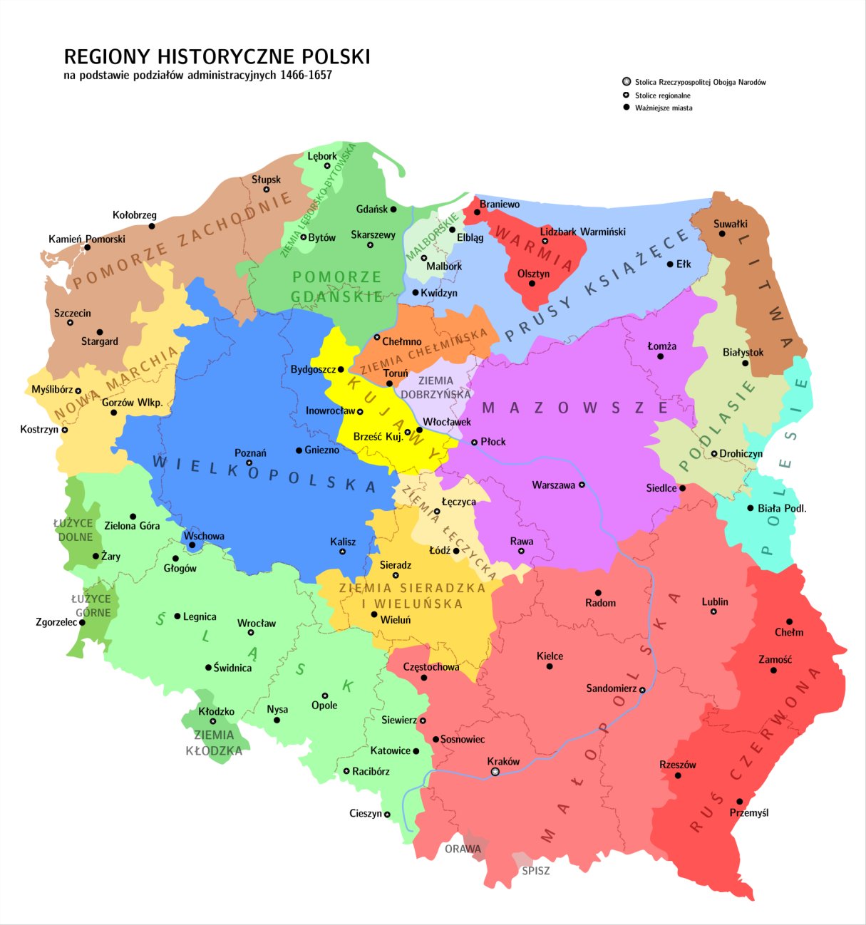 Regiony historyczne Polski 1466-1657