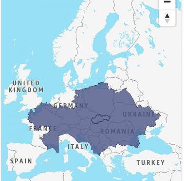 Rozmiar Kazachstanu na tle Europy