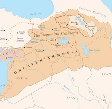 Mapa Królestwa Armenii ok. 95 rok p.n.e.
