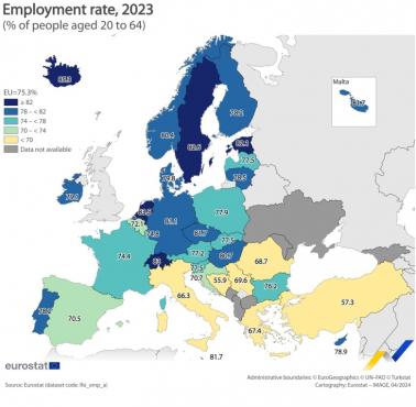 Stopa bezrobocia w Unii, 2023