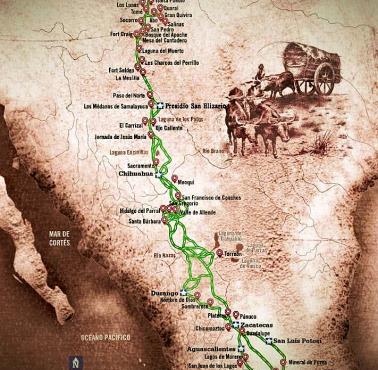 „El Camino Real de Tierra Adentro” najstarszy szlak handlowy obu Ameryk (2500 km) między miastem Meksyk a San Juan Pueblo w USA