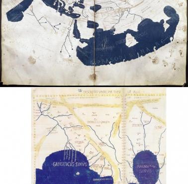 Mapa znanego świata z grecko-rzymskiej mapy Klaudiusza Ptolemeusza z II w. n.e.