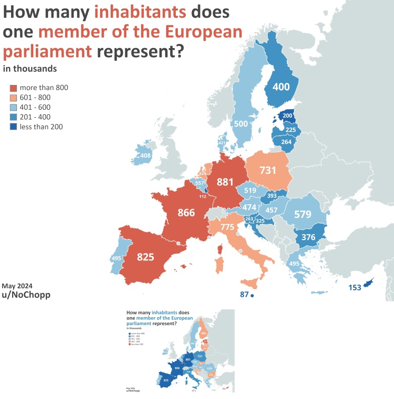 Ilu mieszkańców reprezentuje jeden poseł do Parlamentu Europejskiego?, 2024