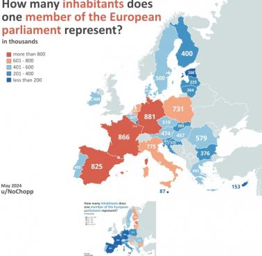 Ilu mieszkańców reprezentuje jeden poseł do Parlamentu Europejskiego?, 2024