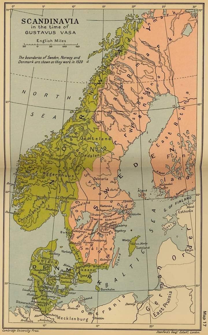 Skandynawia w czasach Gustawa I Wazy, granice z 1520 roku