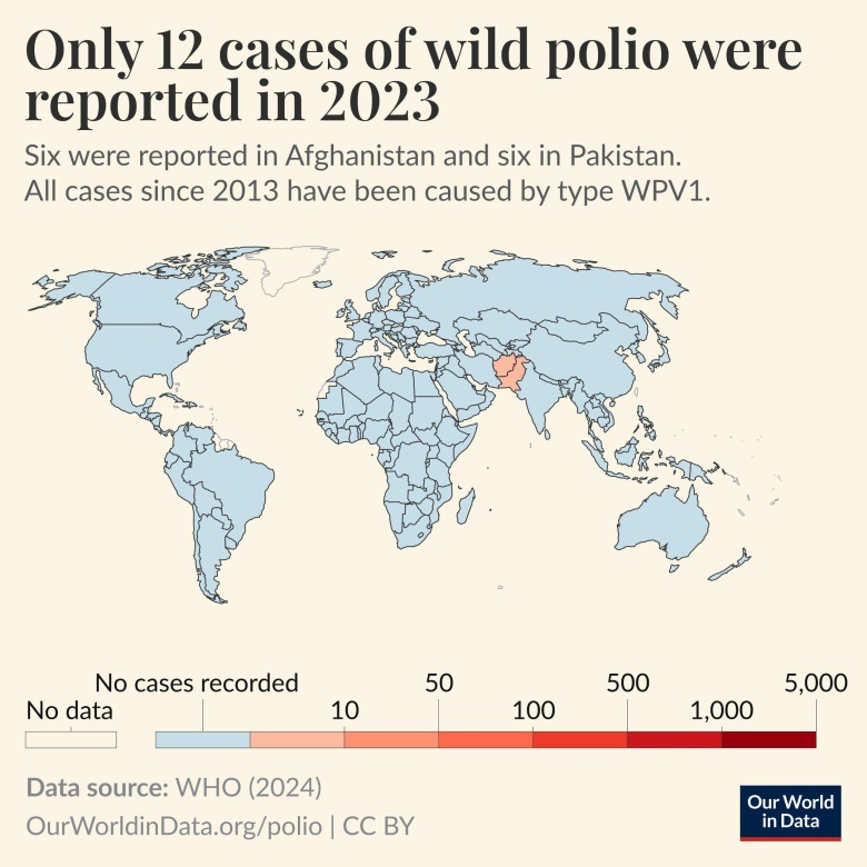 Tylko 12 przypadków (Afganistan, Pakistan) polio odnotowano w 2023 r.