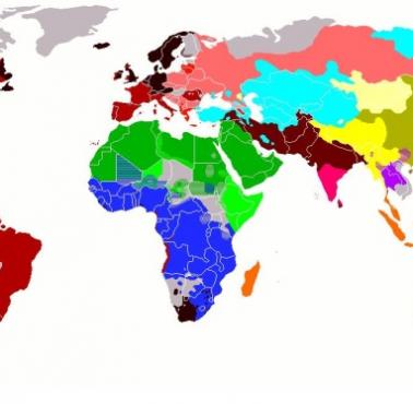 Top20, Mapa językowa (dominujący język). Najpopularniejszy język według kraju