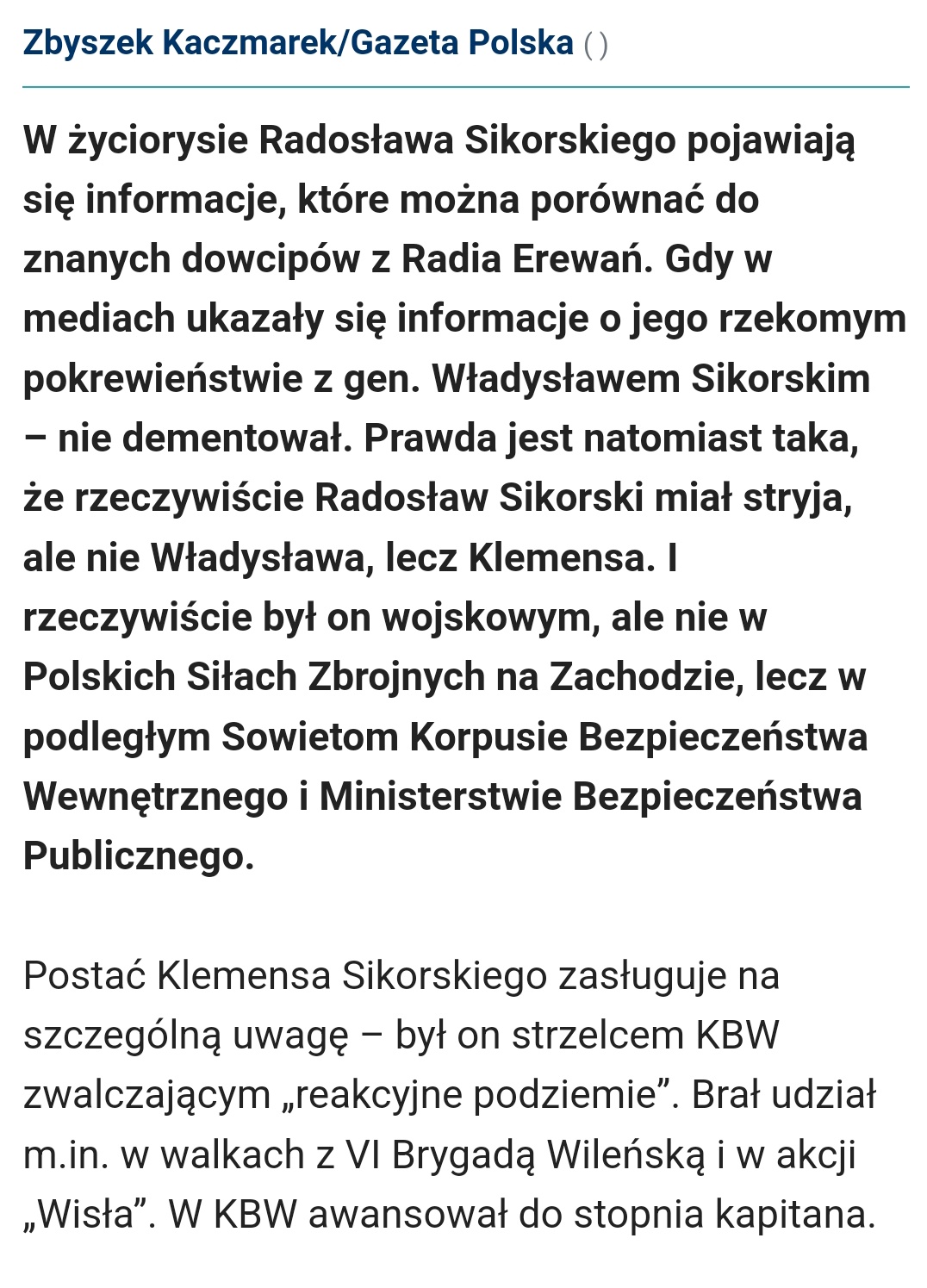KBW i rodzina R.Sikorskiego