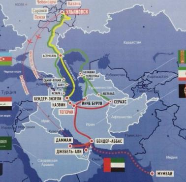 Rosja tworzy nowy korytarz handlowy z pominięciem Azji Środkowej przez Morze Kaspijskie i Iran do Indii