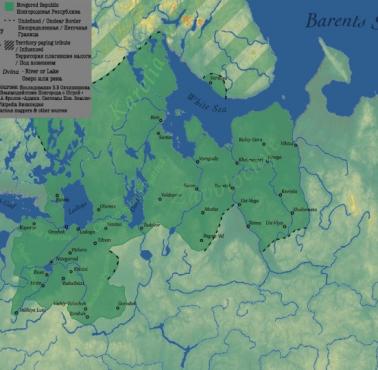 Mapa Republiki Nowogrodzkiej w 1462 roku