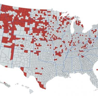 Hrabstwa USA, w których poniżej 1 proc. populacji to osoby czarnoskóre (Afroamerykanie)