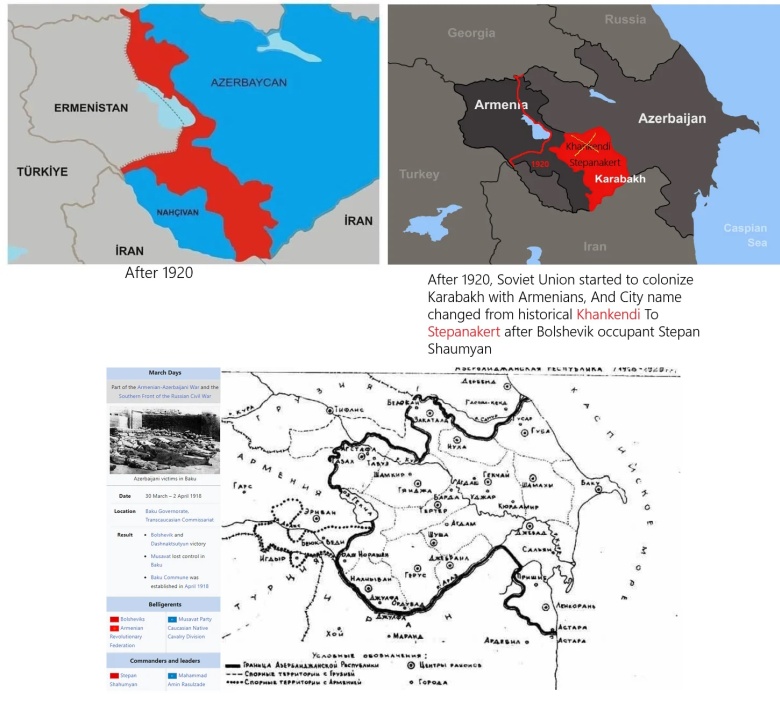 Mapa Azerbejdżanu przed atakiem ormiańskich bolszewików i bolszewika Stepana Shahumyana