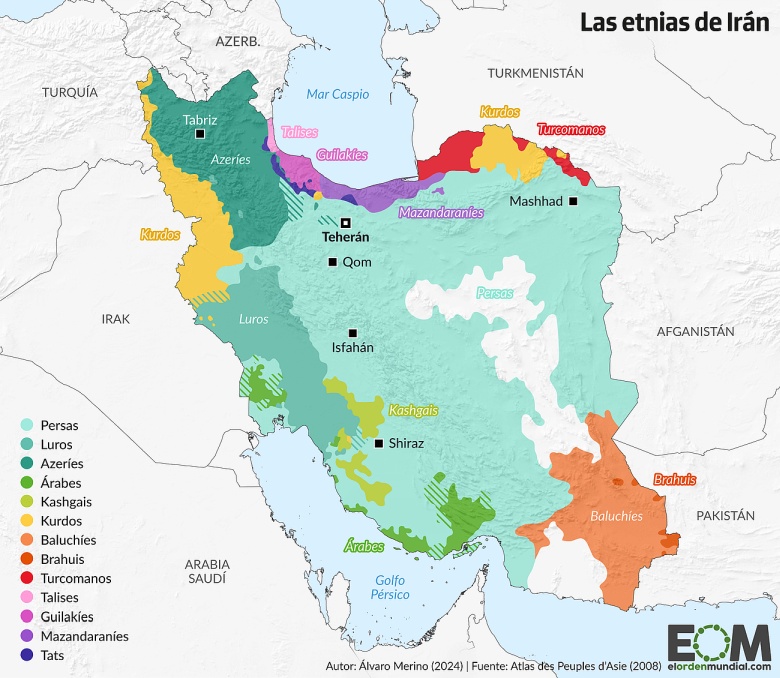 Mapa etniczna Iranu, 2008