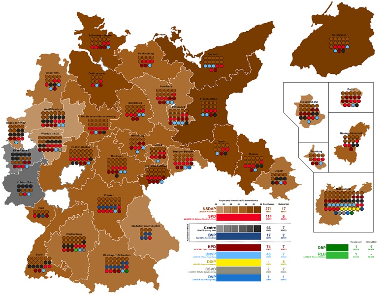 Niemieckie wybory parlamentarne 1933, zdecydowane zwycięstwo partii NSDAP w landach protestanckich