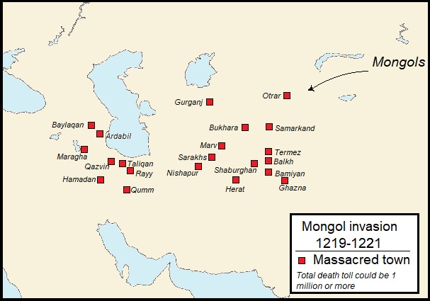 Masakry dokonane przez Mongołów w Azji Środkowej i na Bliskim Wschodzie, 1219-1221