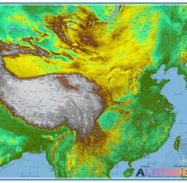 Reliefowa mapa Chin (topograficzna)