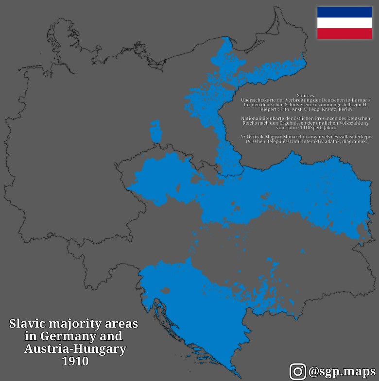 Słowiańskie obszary większościowe w Niemczech i Austro-Węgrzech 1910