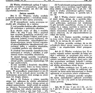 Dekret z 10 listopada 1945 o zmianie nazwisk i imion polskich Żydów