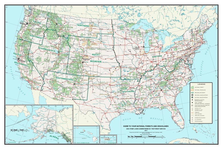 Przewodnik po lasach państwowych i użytkach zielonych w USA, w tym parki, 2013