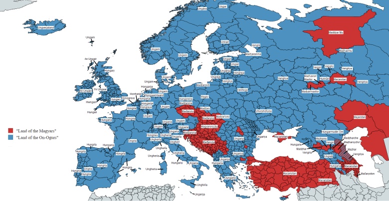 Węgry w innych europejskich językach