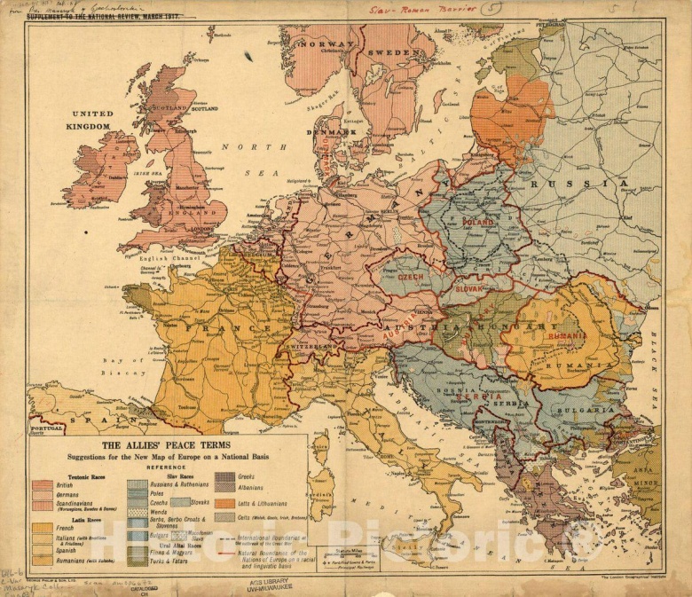 Jak Anglosasi widzieli Europę po I wojnie światowej, Londyński Instytut Geograficzny z marca 1917 roku