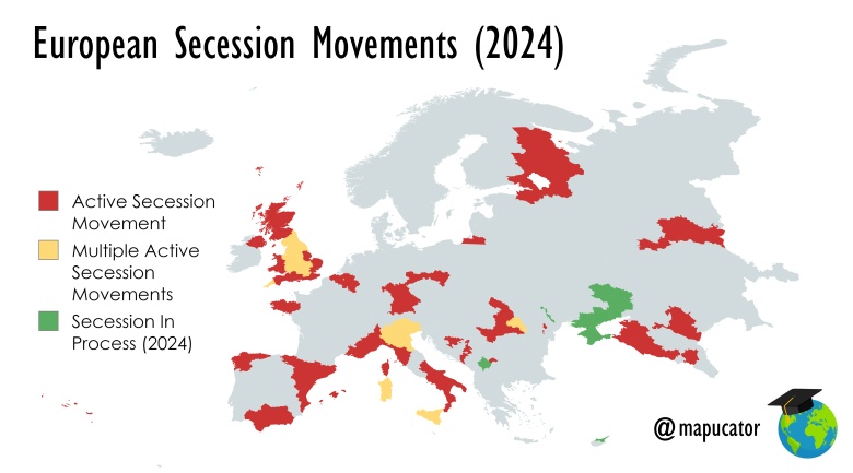 Aktywne europejskie ruchy secesyjne w Europie, 2024