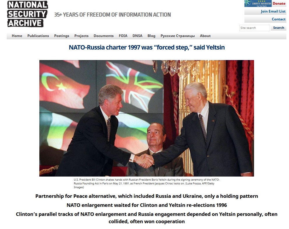 Akt NATO-Rosja z 1997 r. była „krokiem wymuszonym” – stwierdził Jelcyn