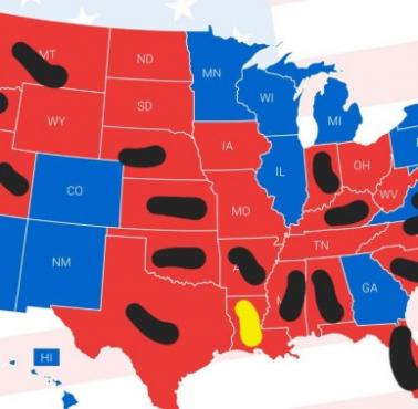 Stany USA, w których Pornhub (wszystkie porno strony) zostały zablokowane, styczeń 2025