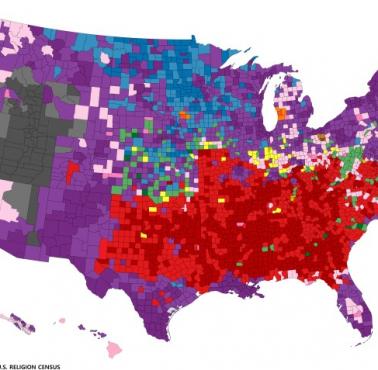 Dominujące religie w hrabstwach USA, 2020
